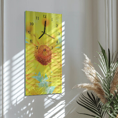 Horloge verticale en verre Tournesol