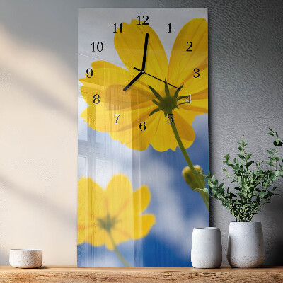 Horloge verticale en verre Fleur