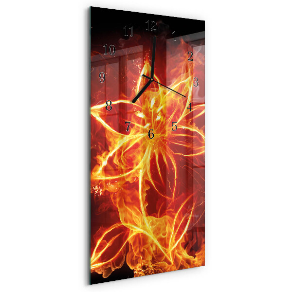 Horloge verticale en verre Fleur de feu