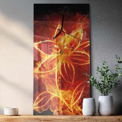 Horloge verticale en verre Fleur de feu