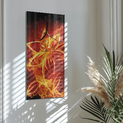 Horloge verticale en verre Fleur de feu