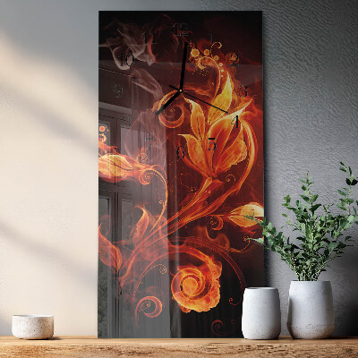 Horloge verticale en verre Fleur de feu