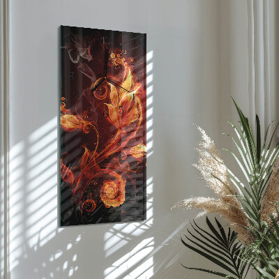 Horloge verticale en verre Fleur de feu