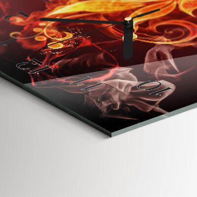 Horloge verticale en verre Fleur de feu