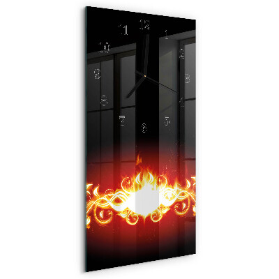 Horloge verticale en verre Fleur de feu