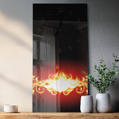 Horloge verticale en verre Fleur de feu
