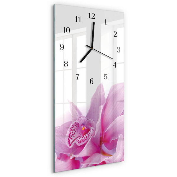Horloge verticale en verre Orchidée