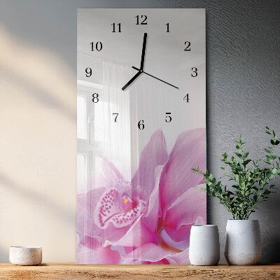 Horloge verticale en verre Orchidée