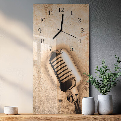 Horloge verticale en verre Microphone