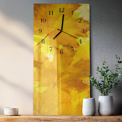 Horloge verticale en verre Feuilles
