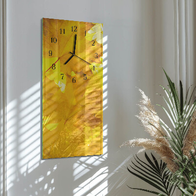Horloge verticale en verre Feuilles