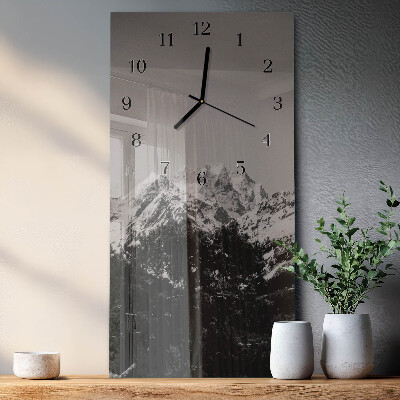 Horloge verticale en verre Montagnes