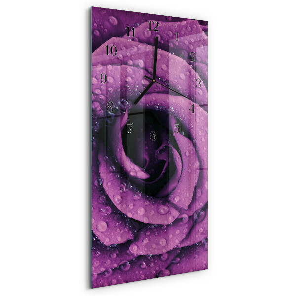 Horloge verticale en verre Rose