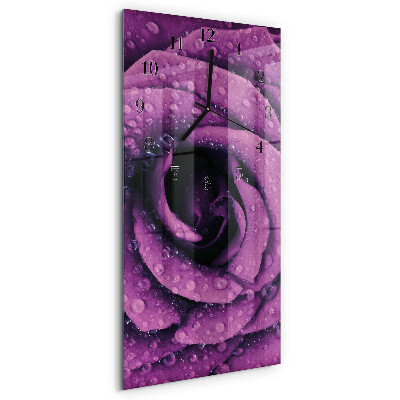 Horloge verticale en verre Rose