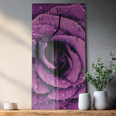 Horloge verticale en verre Rose