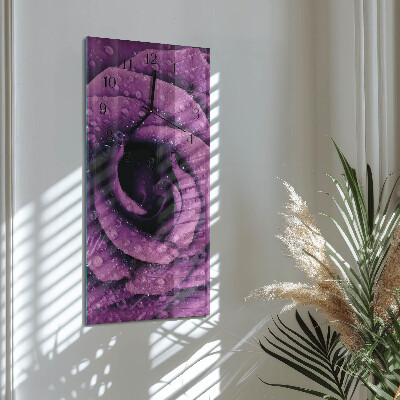 Horloge verticale en verre Rose