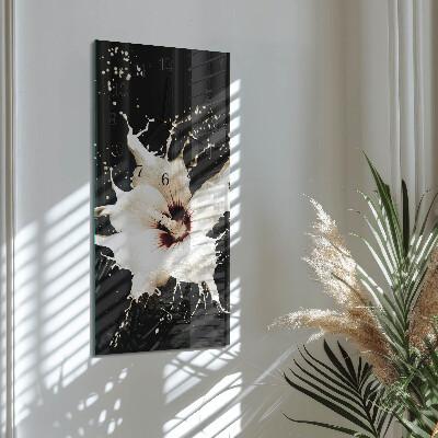 Horloge verticale en verre Fleur