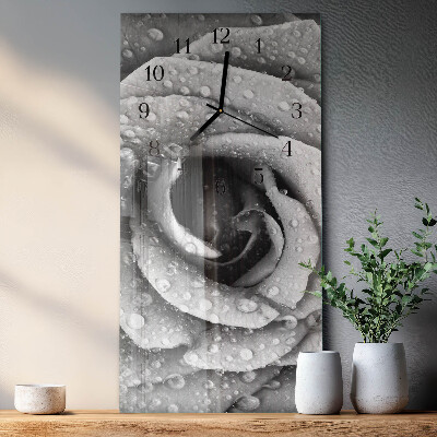 Horloge verticale en verre Rose