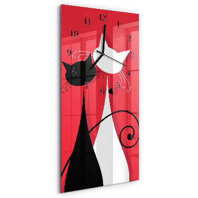 Horloge verticale en verre Chats