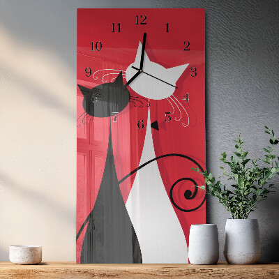 Horloge verticale en verre Chats
