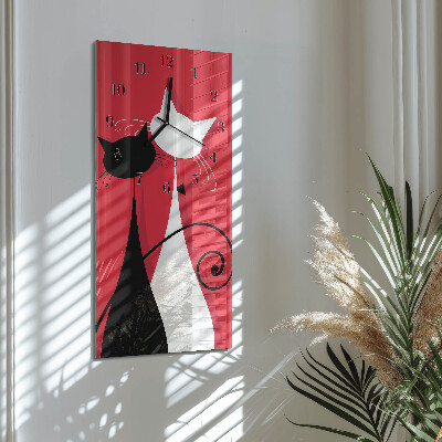 Horloge verticale en verre Chats