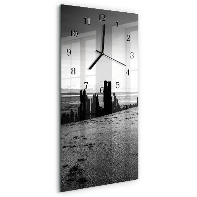 Horloge verticale en verre Plage