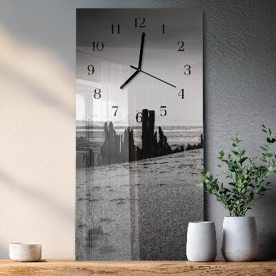Horloge verticale en verre Plage
