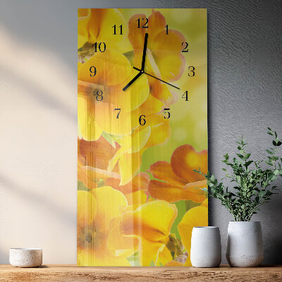 Horloge verticale en verre Fleurs