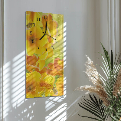 Horloge verticale en verre Fleurs