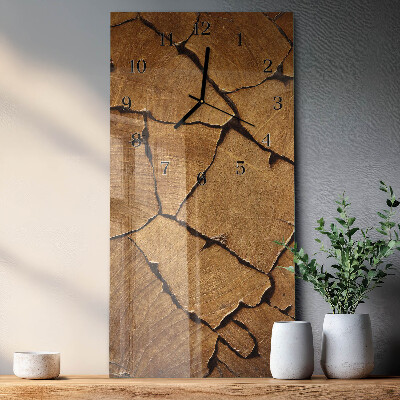 Horloge verticale en verre Motif en bois