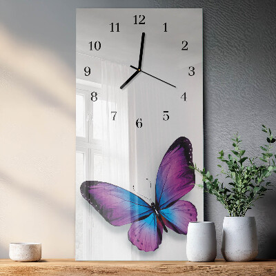 Horloge verticale en verre Papillons