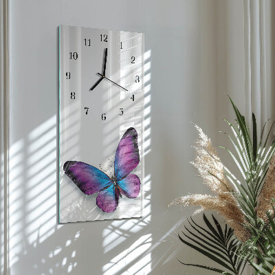 Horloge verticale en verre Papillons