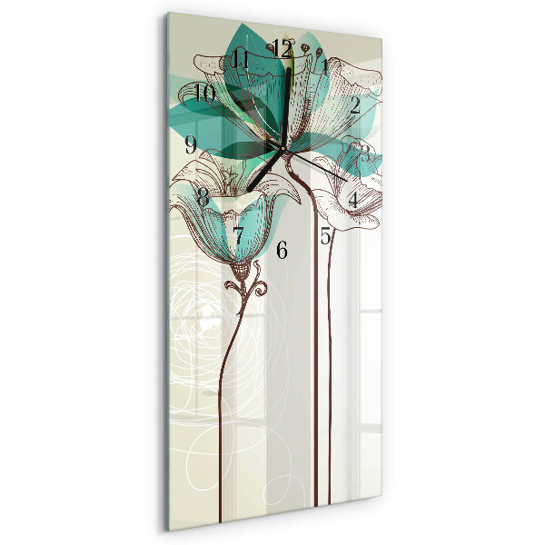 Horloge verticale en verre Fleur