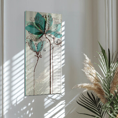Horloge verticale en verre Fleur