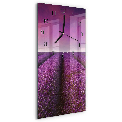 Horloge verticale en verre Champ de lavande