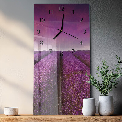 Horloge verticale en verre Champ de lavande