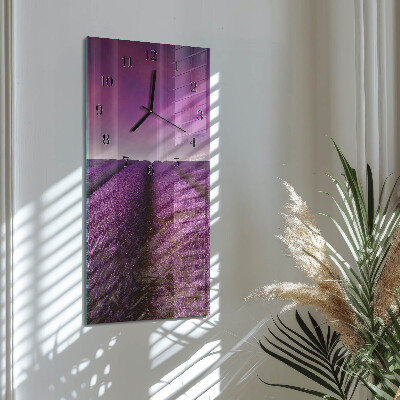 Horloge verticale en verre Champ de lavande
