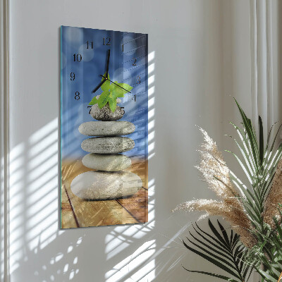Horloge verticale en verre Pierres