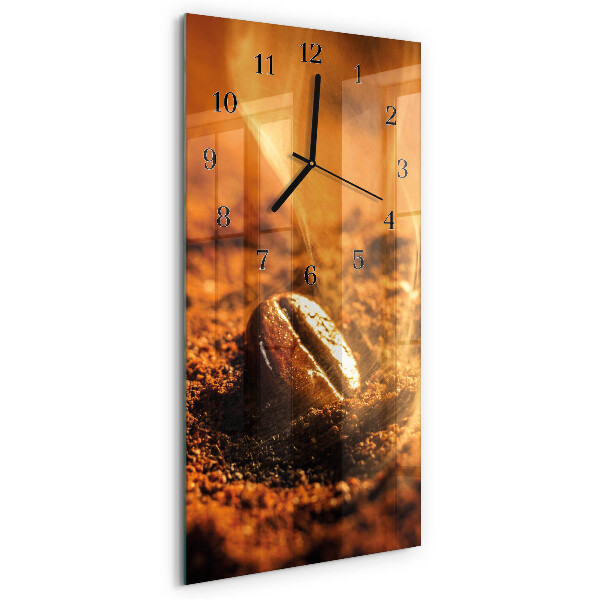 Horloge verticale en verre Grains de caféine