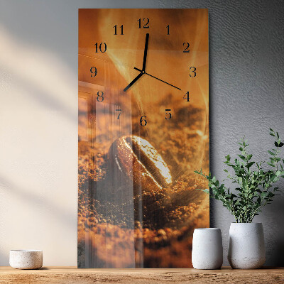 Horloge verticale en verre Grains de caféine
