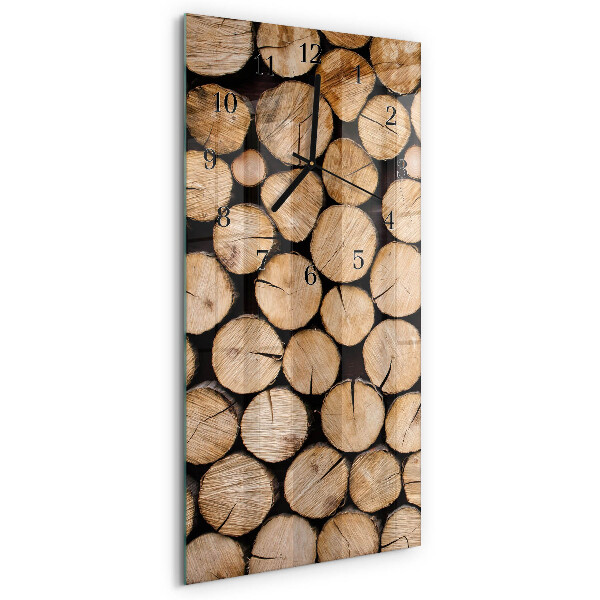 Horloge verticale en verre Poutres en bois