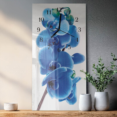 Horloge verticale en verre Orchidée