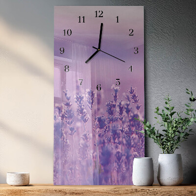 Horloge verticale en verre Lavande
