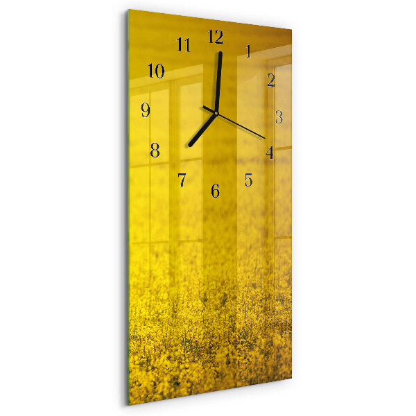 Horloge verticale en verre Champ de fleurs