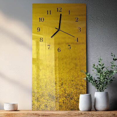 Horloge verticale en verre Champ de fleurs