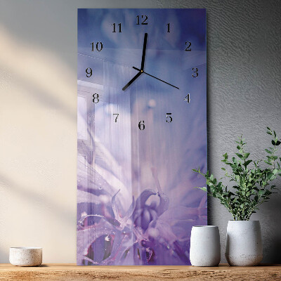 Horloge verticale en verre Fleur