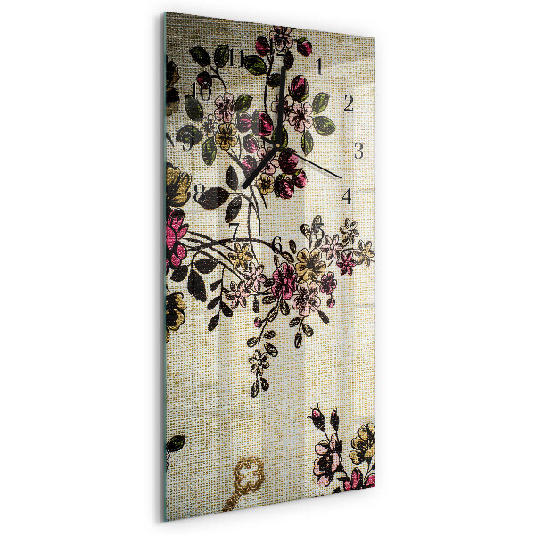 Horloge verticale en verre Motif floral