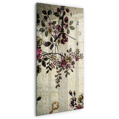 Horloge verticale en verre Motif floral