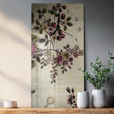 Horloge verticale en verre Motif floral