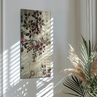 Horloge verticale en verre Motif floral